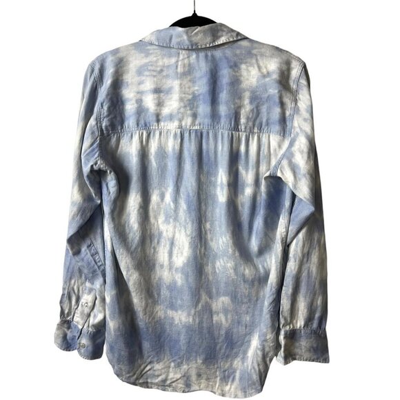Abercrombie & fitch linen boyfriend‎ button up top blue tie dye women’s size S - Picture 2 of 9